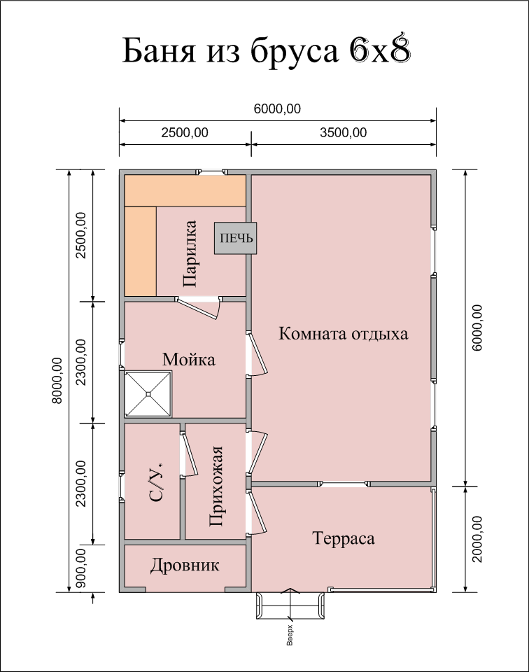 Проект бани 6на8