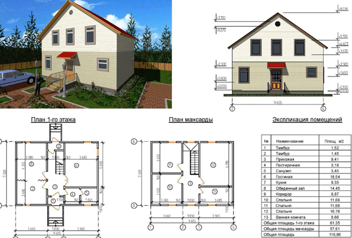 Схема дома для строительства одноэтажного дома из газобетона проекты
