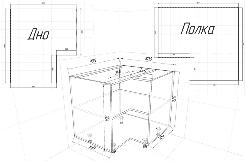 Размеры кухонного углового стола