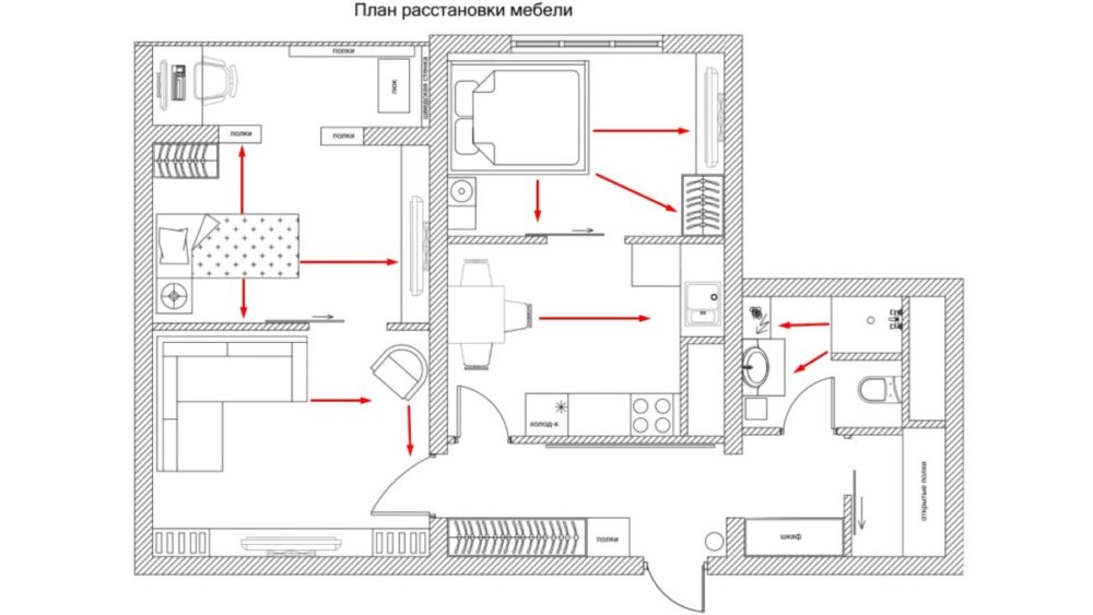Расстановка мебели на плане дома