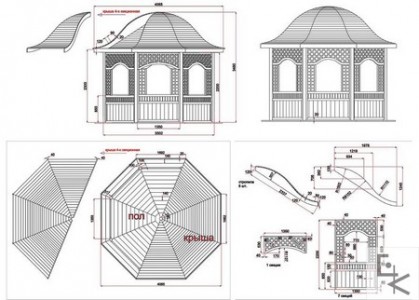 Чертежи беседок для дачи с размерами из дерева 4 на 4