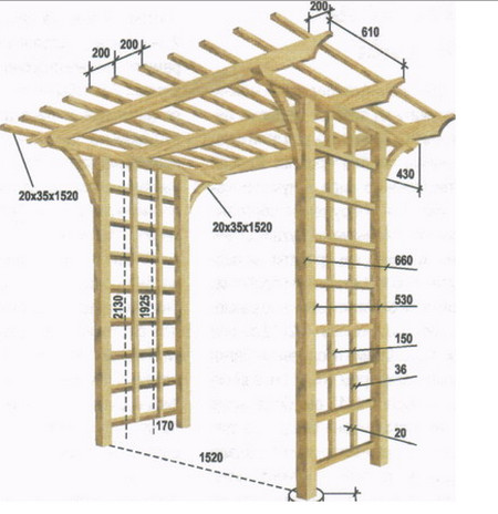 конструкция деревянной перголы