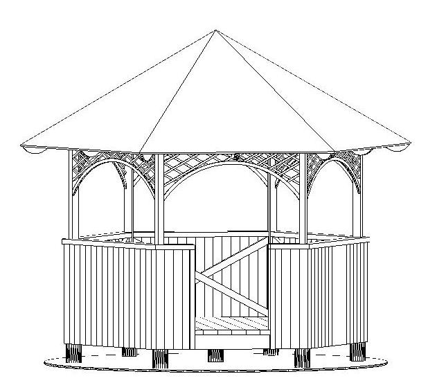 Чертеж простой беседки для дачи