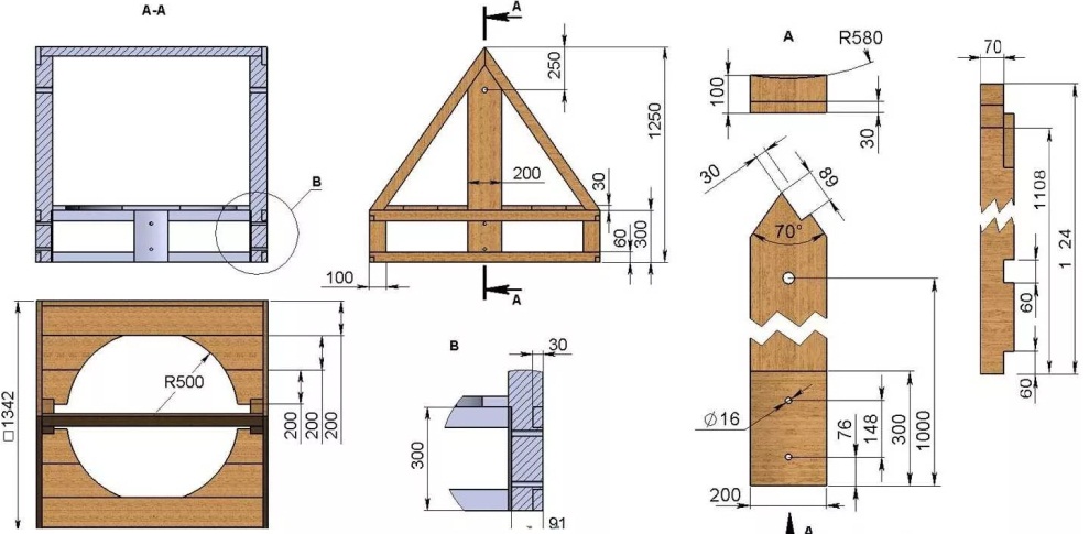 Схема деревянного колодца