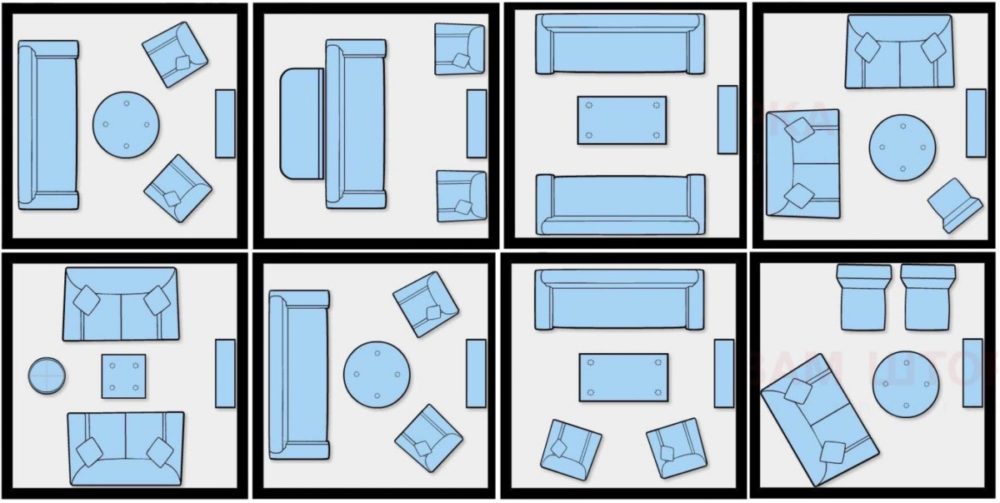 Расстановка мебели в одной комнате