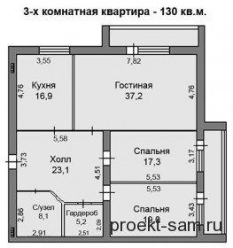 Планировка трехкомнатной квартиры с проходной комнатой