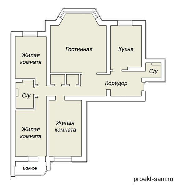 Схема четырехкомнатной квартиры