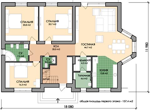 планировка одноэтажного дома 