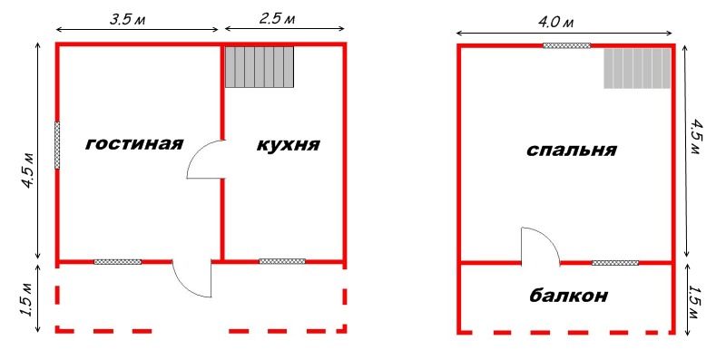 План дачного домика 5 на 5