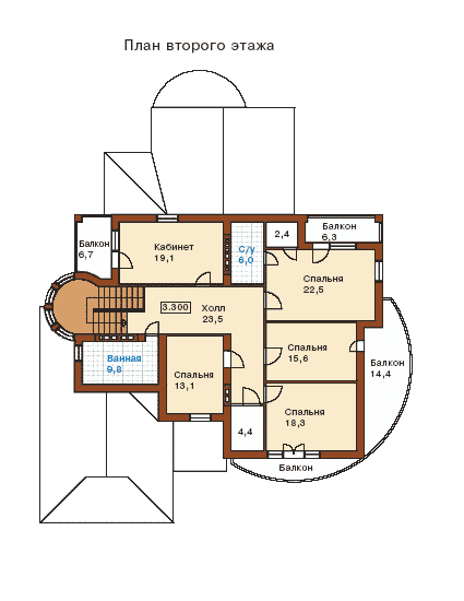 планировка второго этажа коттеджа