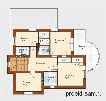 планировка двухэтажного кирпичного дома с бассейном 2-й этаж