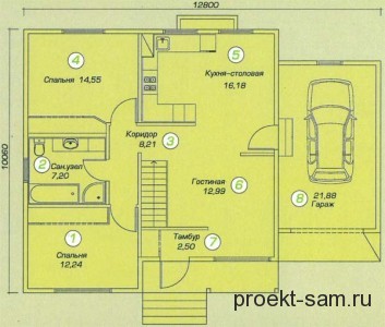 планировка одноэтажного дома с гаражом