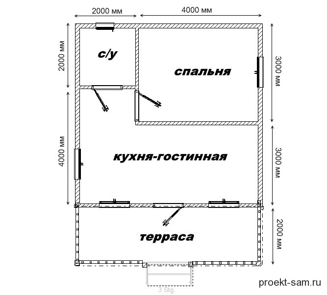 План дачного домика с верандой