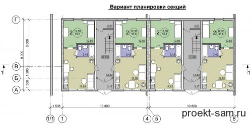 Готовые проекты таунхаусов на 3 семьи