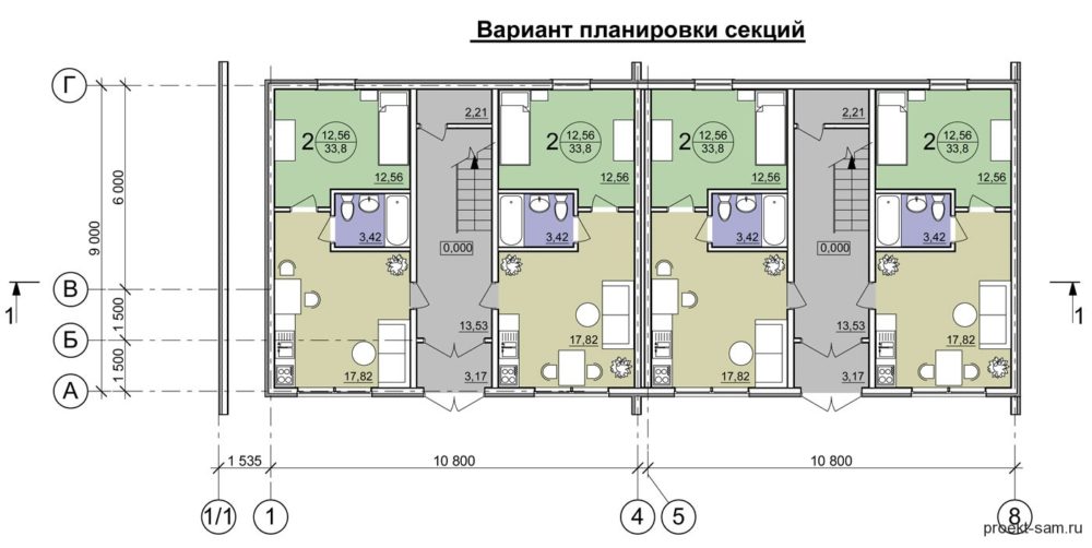 Проекты таунхаусов на 6 семьи эконом класса