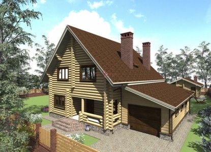 проект деревянного дома с гаражом