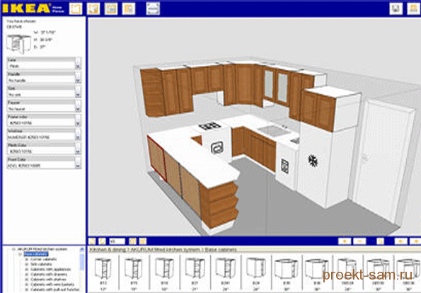 проект кухонной мебели в программе ikea