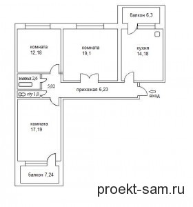 Планировка кухни в трехкомнатной квартире