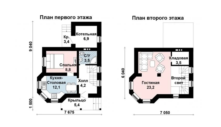 Планировка первого и второго этажа дома