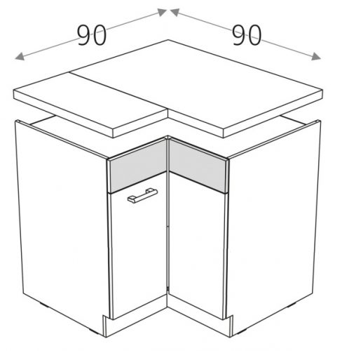 Размер углового кухонного шкафа напольного
